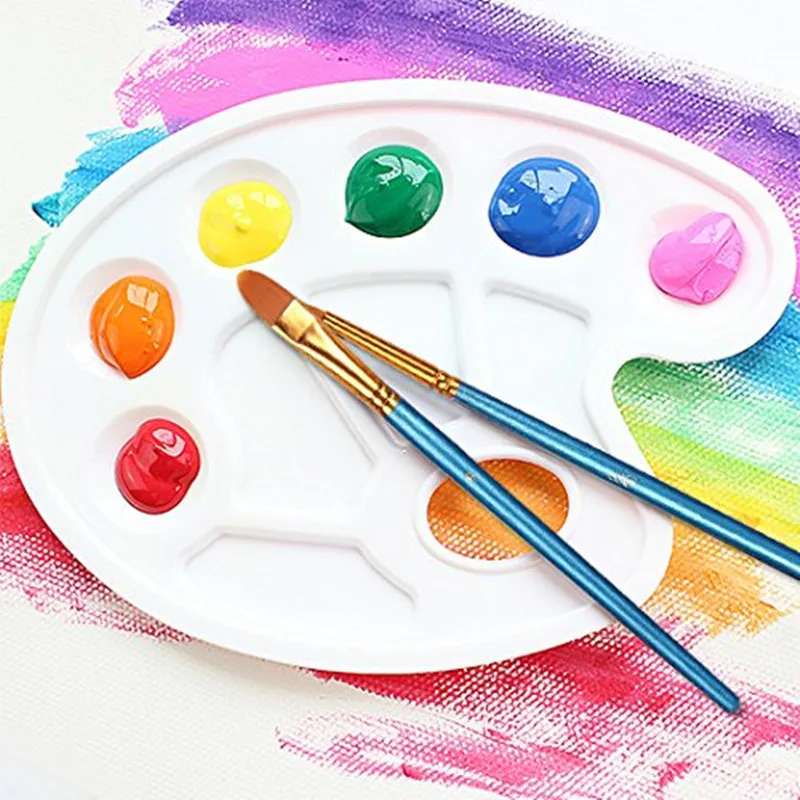 2PCS Kids DIY Painting Palette Plastic Nail Art Tray Graffiti Art Color Dish Children Craft Supplies