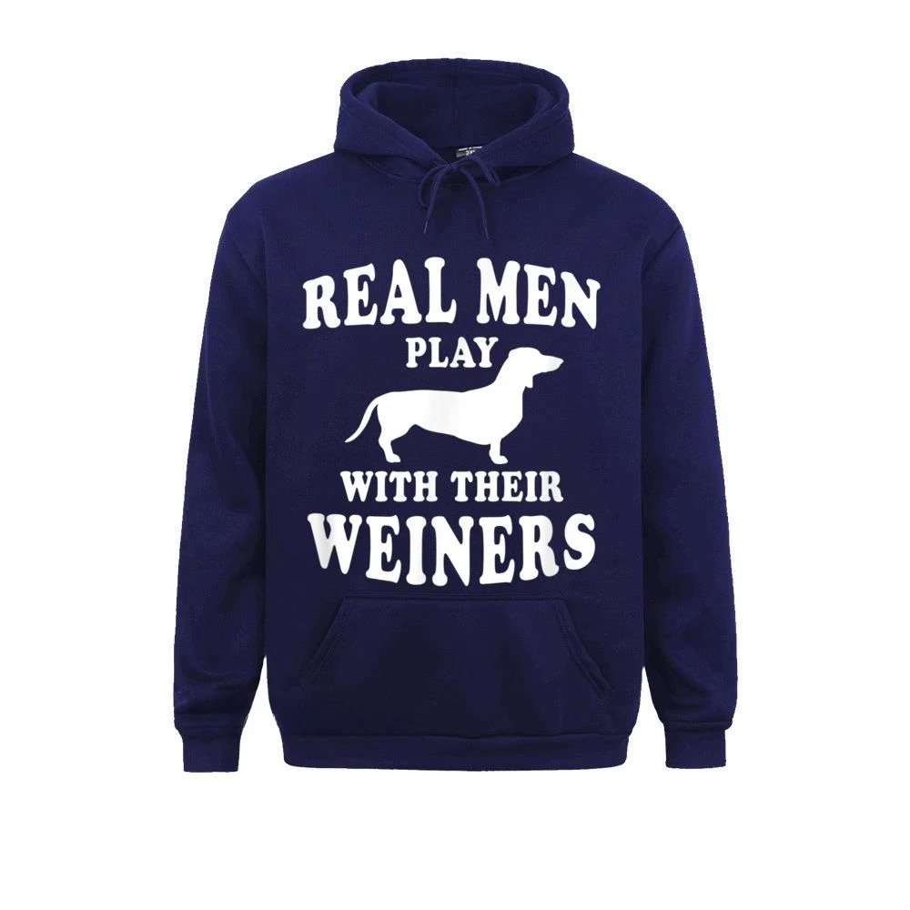 Hoodies Real Men Play with Weiners Funny Dachshund Fall Long Sleeve Men Sweatshirts Party Sportswears New Design Unisex Clothing