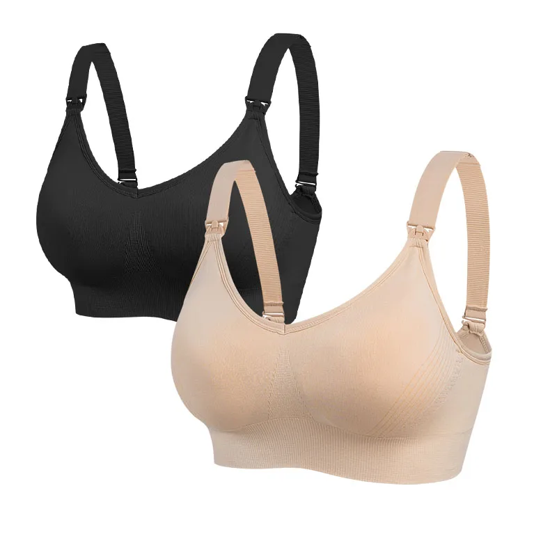 2pcs/Lot Maternity Wireless Front Open Nursing Bra Women\'s Breathable Seamless Breastfeeding Bras Pregnant  Mom Clothing