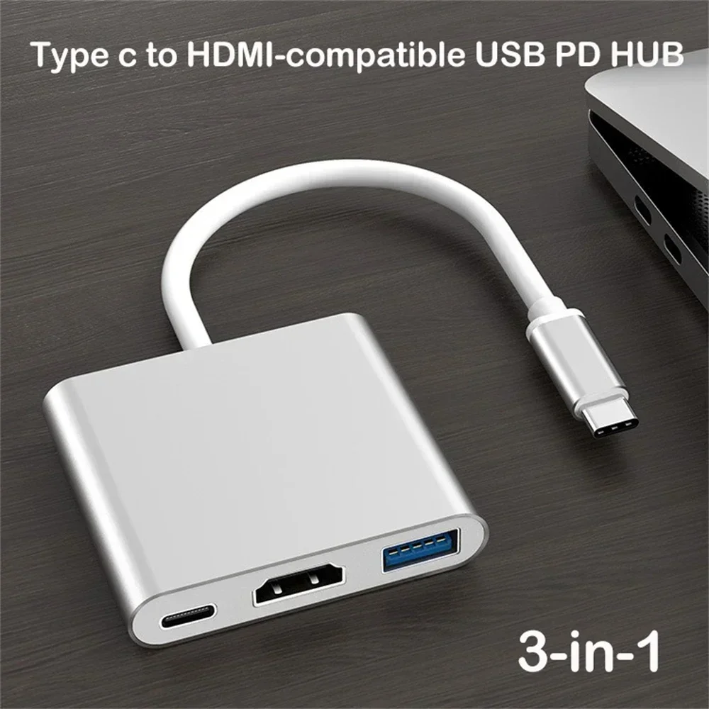 3 في 1 USB C إلى HDMI محول USB 3.1 Hub Type C محول شحن لأجهزة الكمبيوتر المحمول Samsung S23 Ultra Huawei Xiaomi Macbook