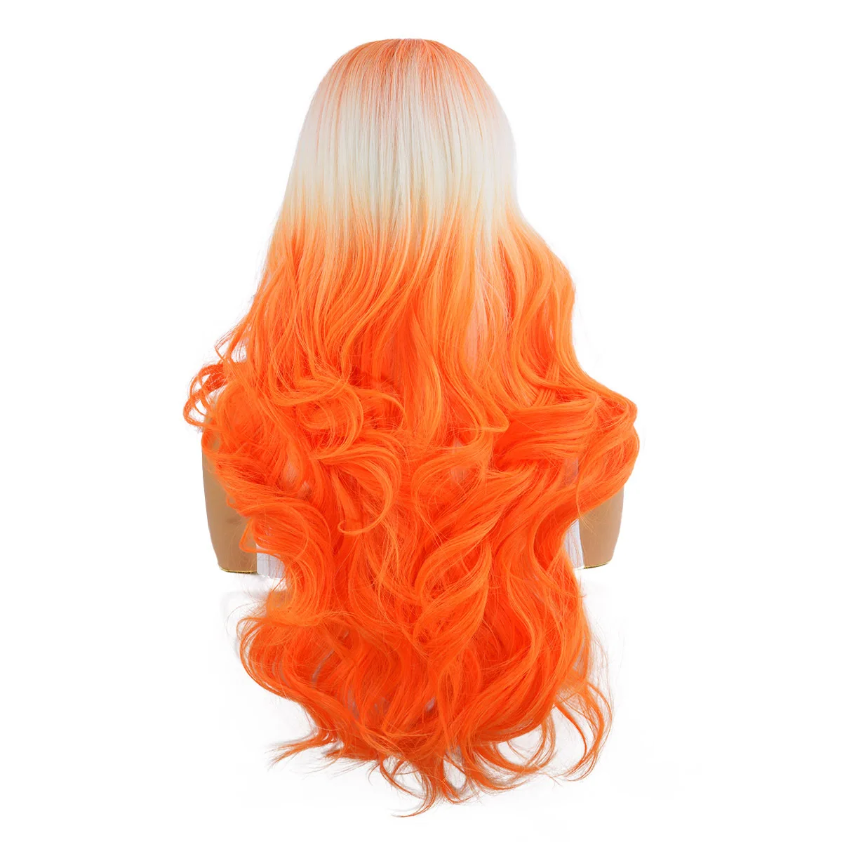 Synthetic Wigs for Woman Ombre White Orange Purple Wig 30inch Long Natural Wavy Women's Wigs Daily Party Cosplay Woman Wigs
