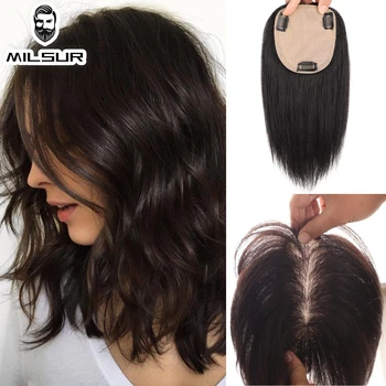 여성용 헤어 토퍼, 천연 인모, 버진 인간 모발 교체, 스킨 베이스, 여성 가발, 12 인치 스트레이트 헤어 피스