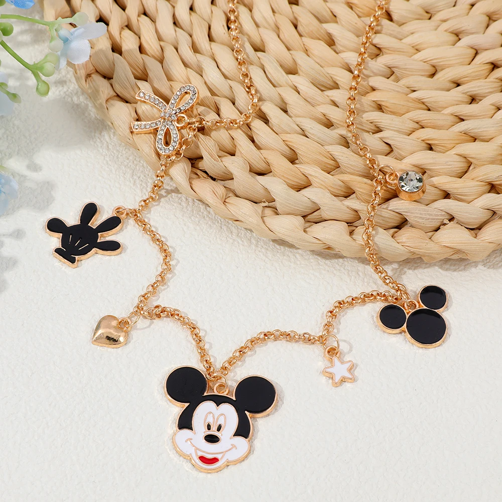 

Cute Disney Mickey Minnie Mouse Oil Drip Alloy Multi-Layer Clavicle Necklace Cartoon Cosplay Jewelry Gift