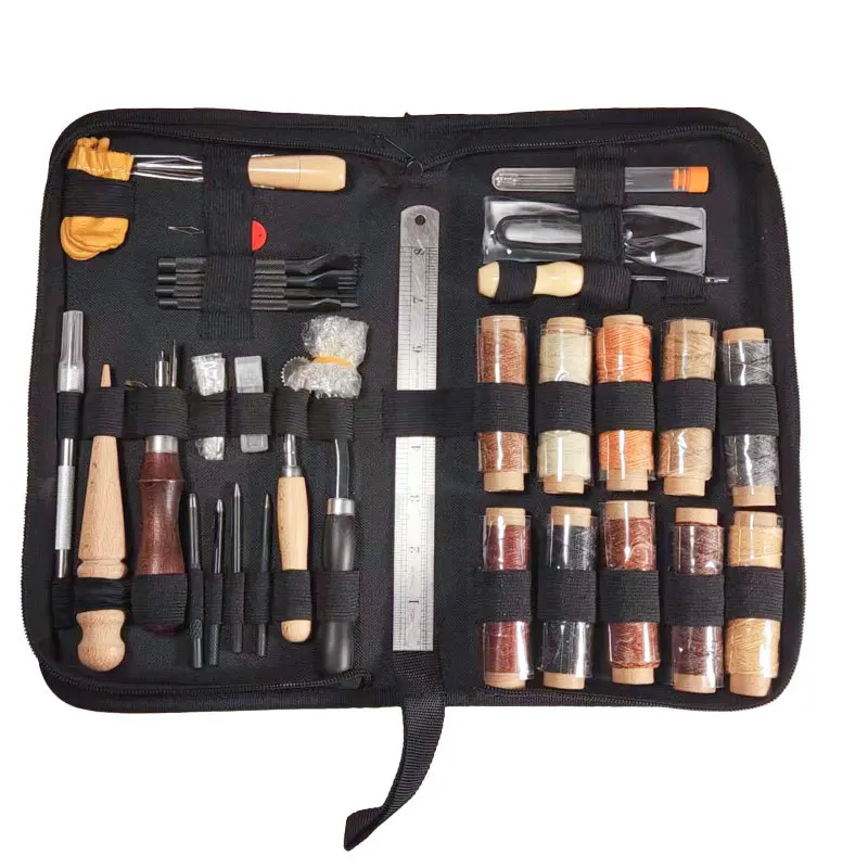 Leather Repair Kit Shoe Sewing Furniture Sofa Repair Working Tool Set Waxed Thread Craft Tools Hand Stitching Quilting Awl