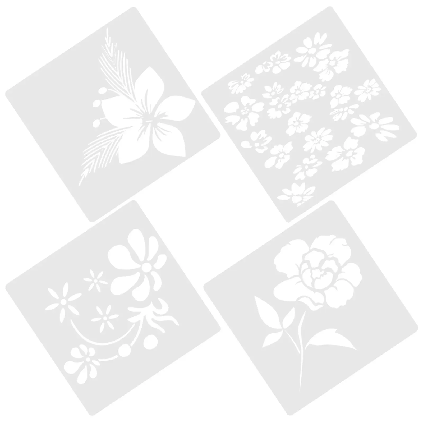 4Pcs Flower Stencils Templates Reusable for DIY Craft Scrapbook Painting Wood Sign Home Decoration Stencil Stencil Template