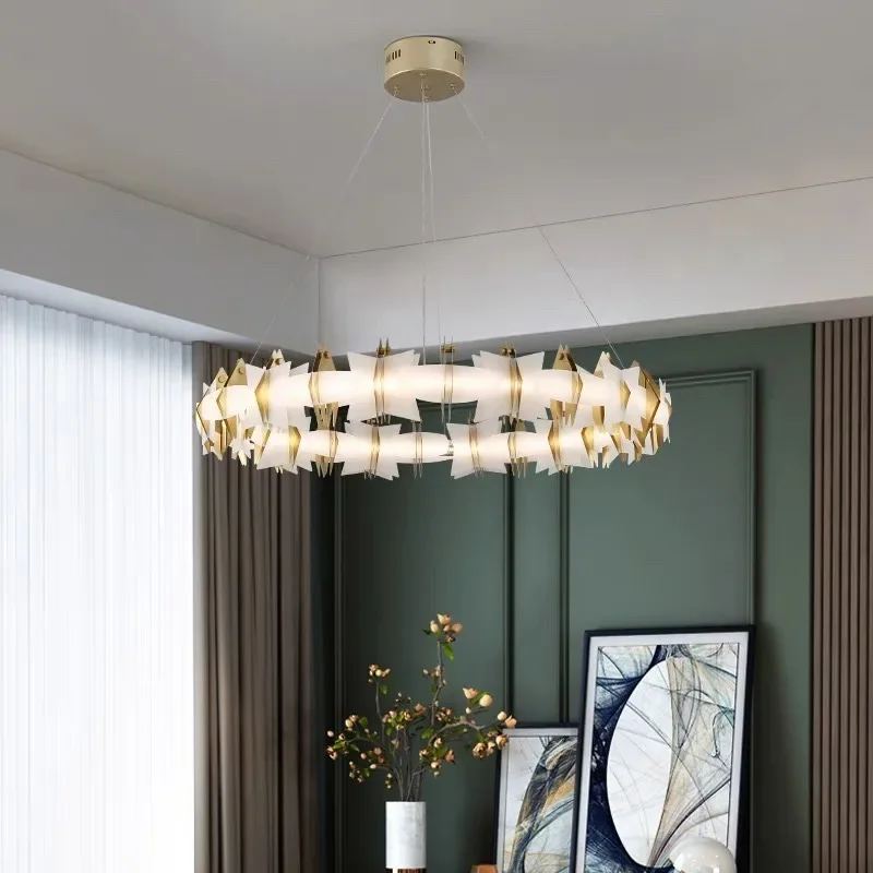 

modern minimalist LED Alec pendant light circular/oval golden light living room dining room bedroom lighting