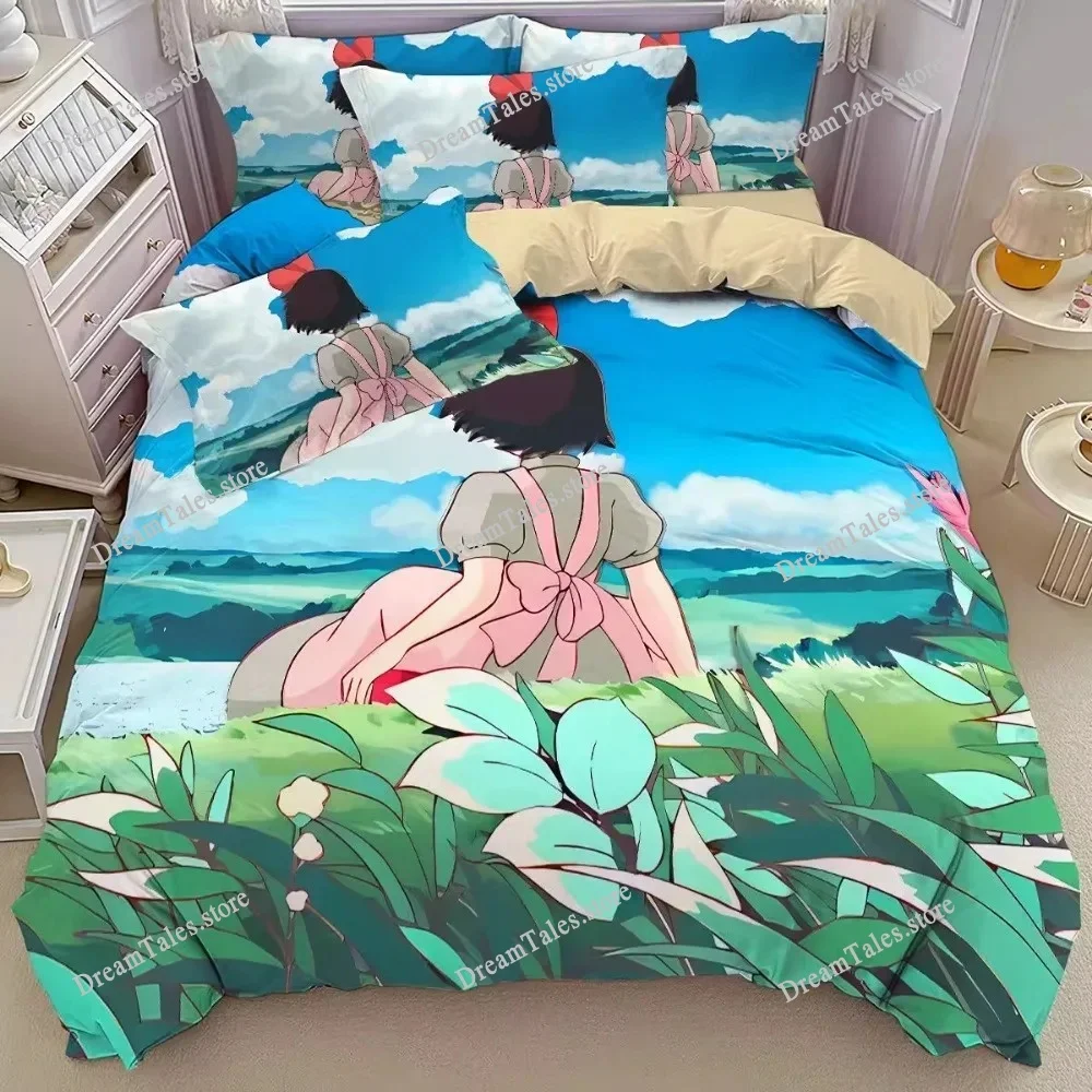 

Comic Hayao Miyazaki,Microfibre Bedding Sets, Children's Bed Linen with Zip Ponyo Motif , Room Decor Duvet Cover for Adult