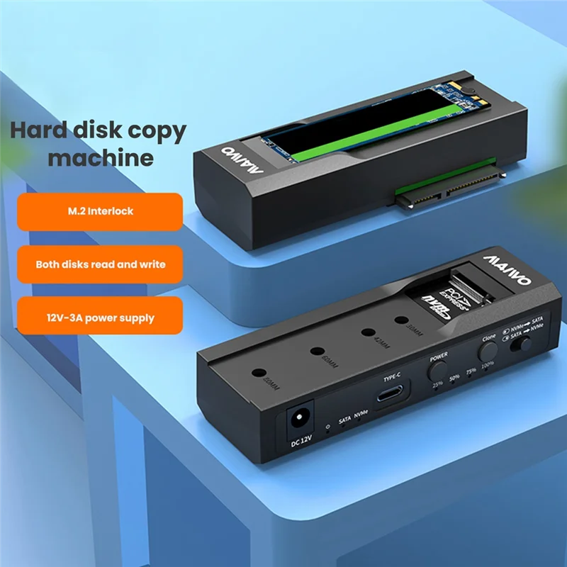 Practical-MAIWO Dual Bay M.2 Nvme Case and SATA HDD Docking Station Type C Docking Station 3.5Quot, Clone Duplicator EU Plug
