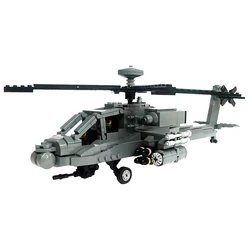 MOC AH-64D Apache Longbow Military Armed Helicopter Building Block Model Army Helicopter DIY Brick Toys Kids Birthday Gifts Toys