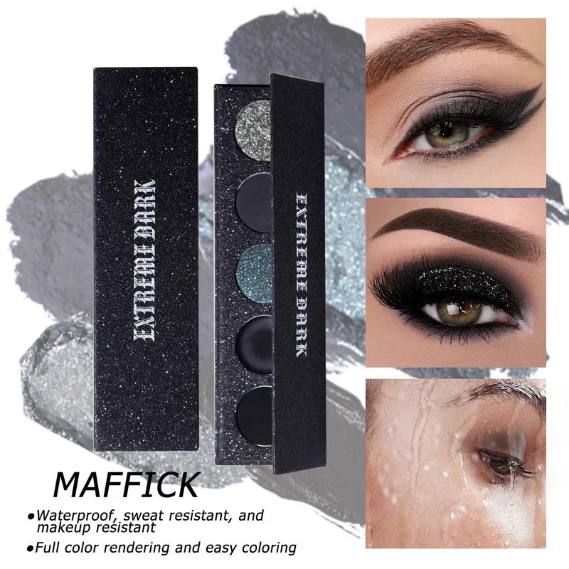 Cool Black Powder Eyeshadow Palette, Matte Powder Diamond Pearlescent Smoky Earth Tone, Cool And Hot Girl Eyeshadow