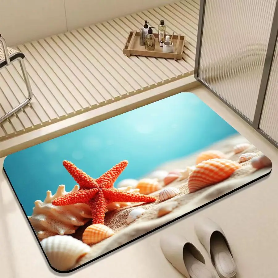 

VIKAMA Beach Bathroom Diatomite Floor Mats Refreshing Beach Household Water-Absorbing Quick-Drying Dirt-Resistant Non-Slip Mat