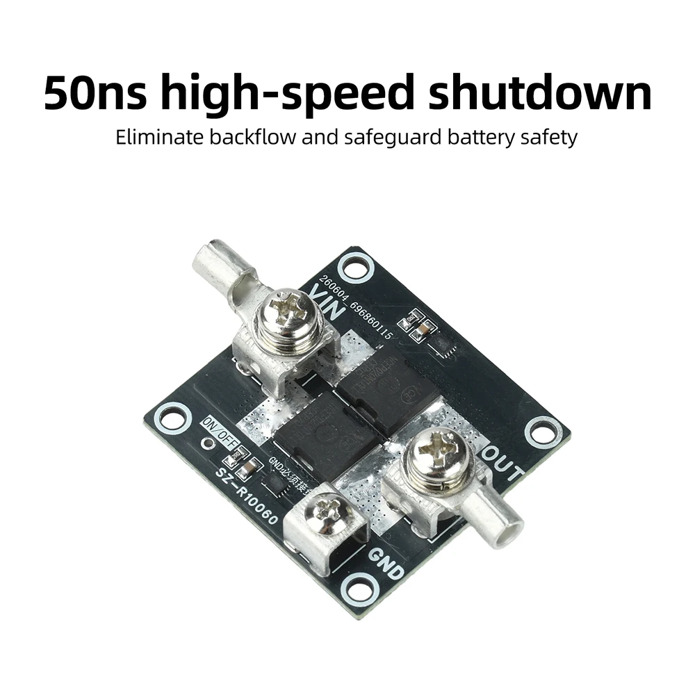 50A/60A Ideal Diode Module 2 MOSFETs Anti-Backflooding Anti-Reverse Diode Rectifier for Solar Charging & Battery Backup Systems