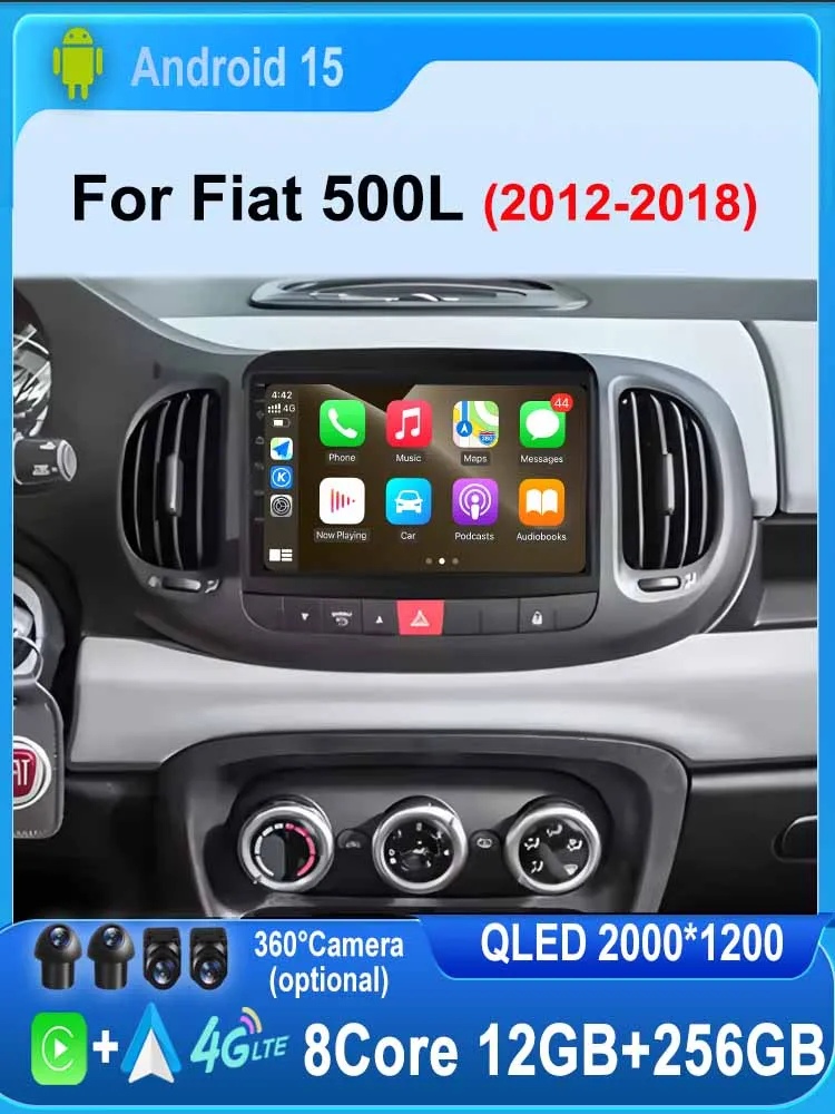 Android 15 voor Fiat 500L 2012-2018 Draadloze Carplay Stereo Scherm Autoradio GPS Navigatie Multimedia Speler 4G WIFI Head Unit - afbeelding 2