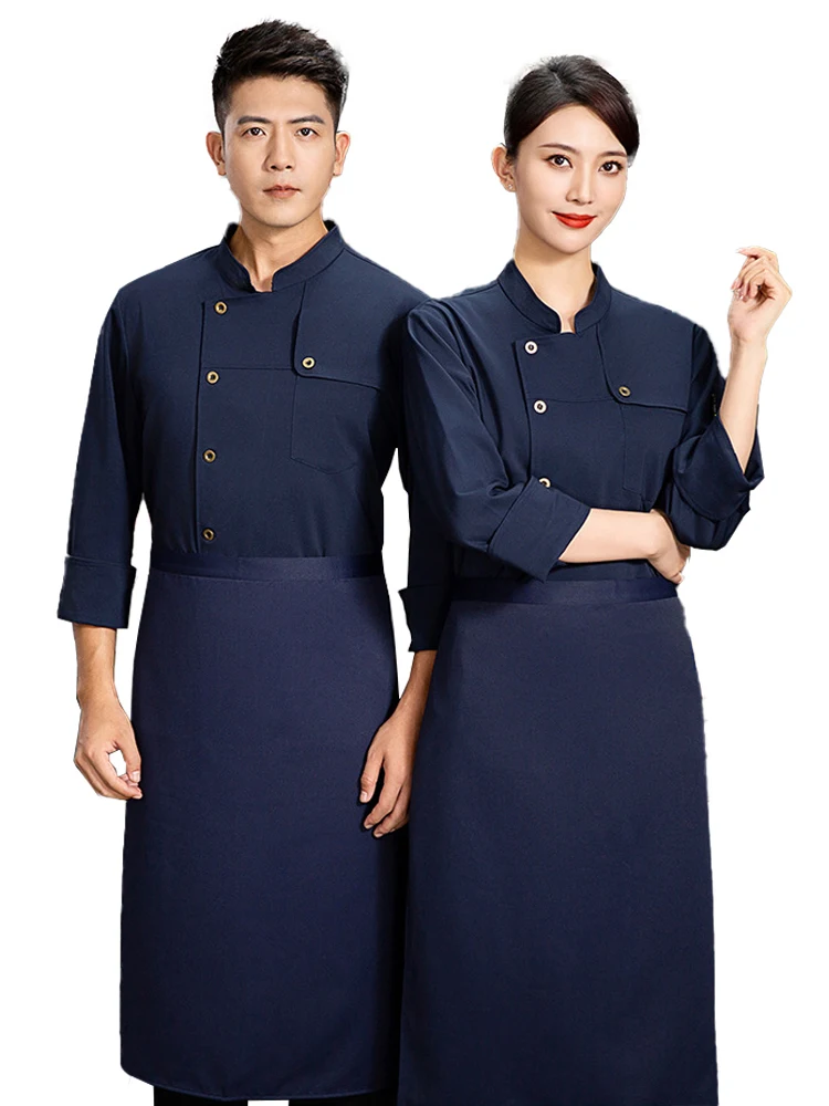 Hotel Cook Uniform Unisexs Chef Coat Bakery Catering Work  Kitchen Long Sleeve Shirt Cooking Chef Jacket Cafe Costume Tops