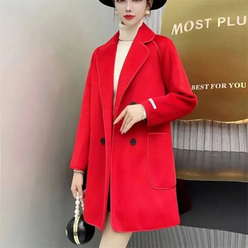 Cappotto di peluche a doppia faccia donna autunno inverno 2023 nuova moda bottoni doppiopetto stile straniero cappotto di lana femminile Outwear