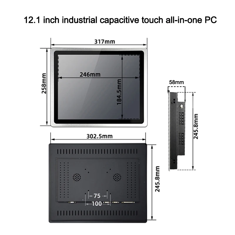 12.1 Inch Embedded Capacitive Touch Panel PC Industrial All-in-one Computer Intel i3/i5/i7 5th With COM WiFi Waterproof Screen