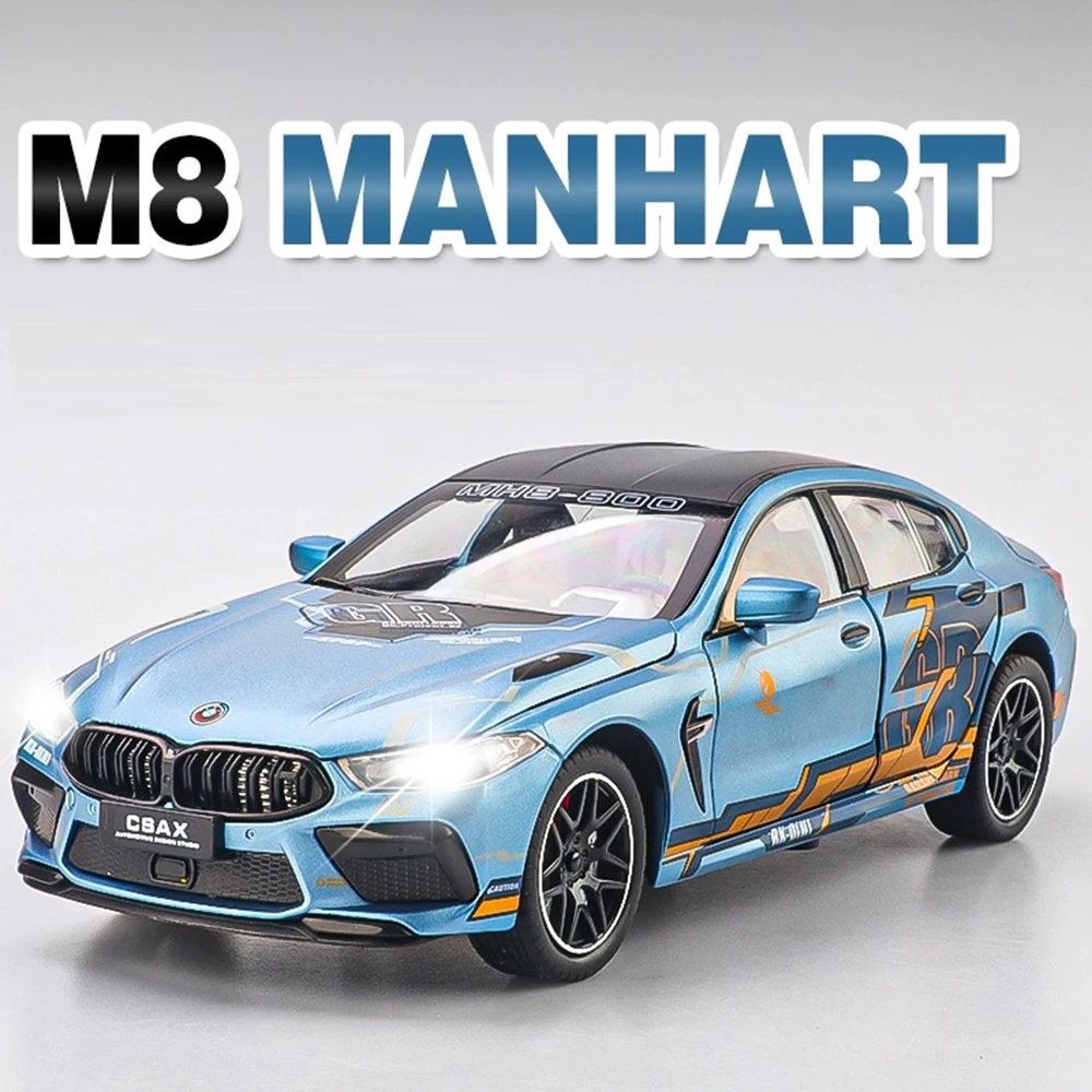 

1:24 M8 THE 7 X5 Diecast Alloy Model Toys Car with Sound Light Pull Back 6 Doors Opened Miniature Vehices Festival Gifts for Boy