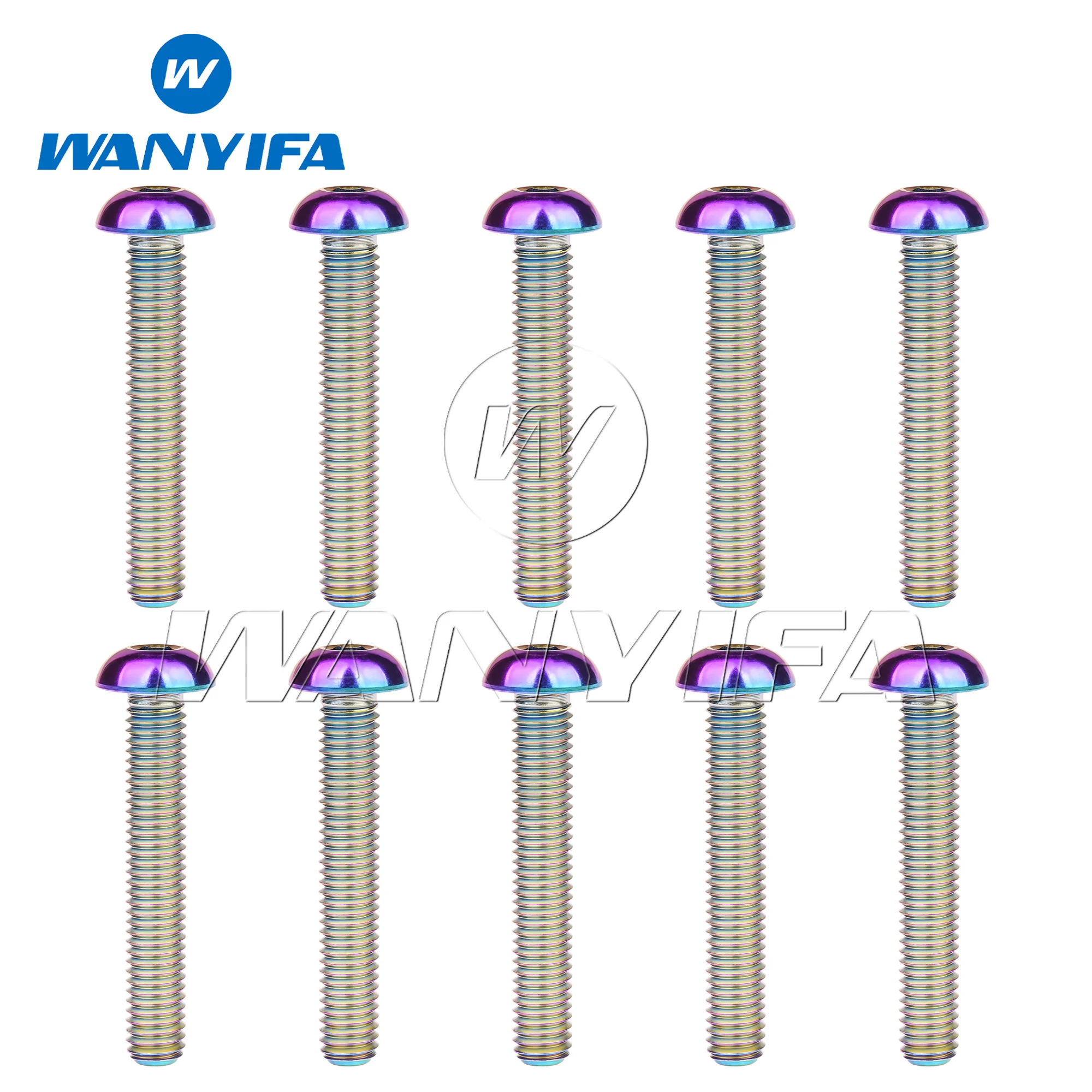 Wanyifa Titanium Bolt M5x8 10 12 15 18 20 25 30mm Button Head Allen Key Screw for Water Bottle Cage Bike Bolts 10Pcs