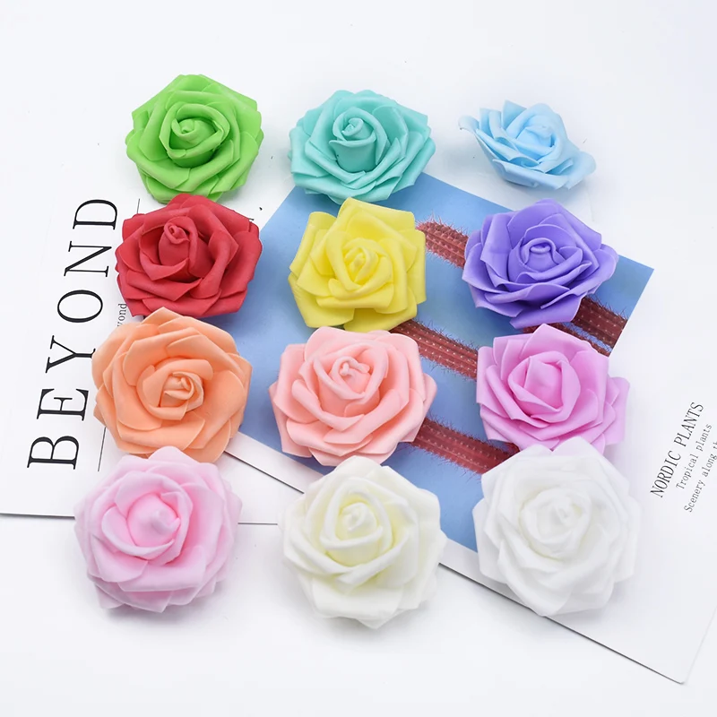 30/50Pieces 7CM Foam Teddy Bear of Roses Diy Valentine's Day Gifts Wedding Home Room Decor Bridal Accessories Artificial Flowers