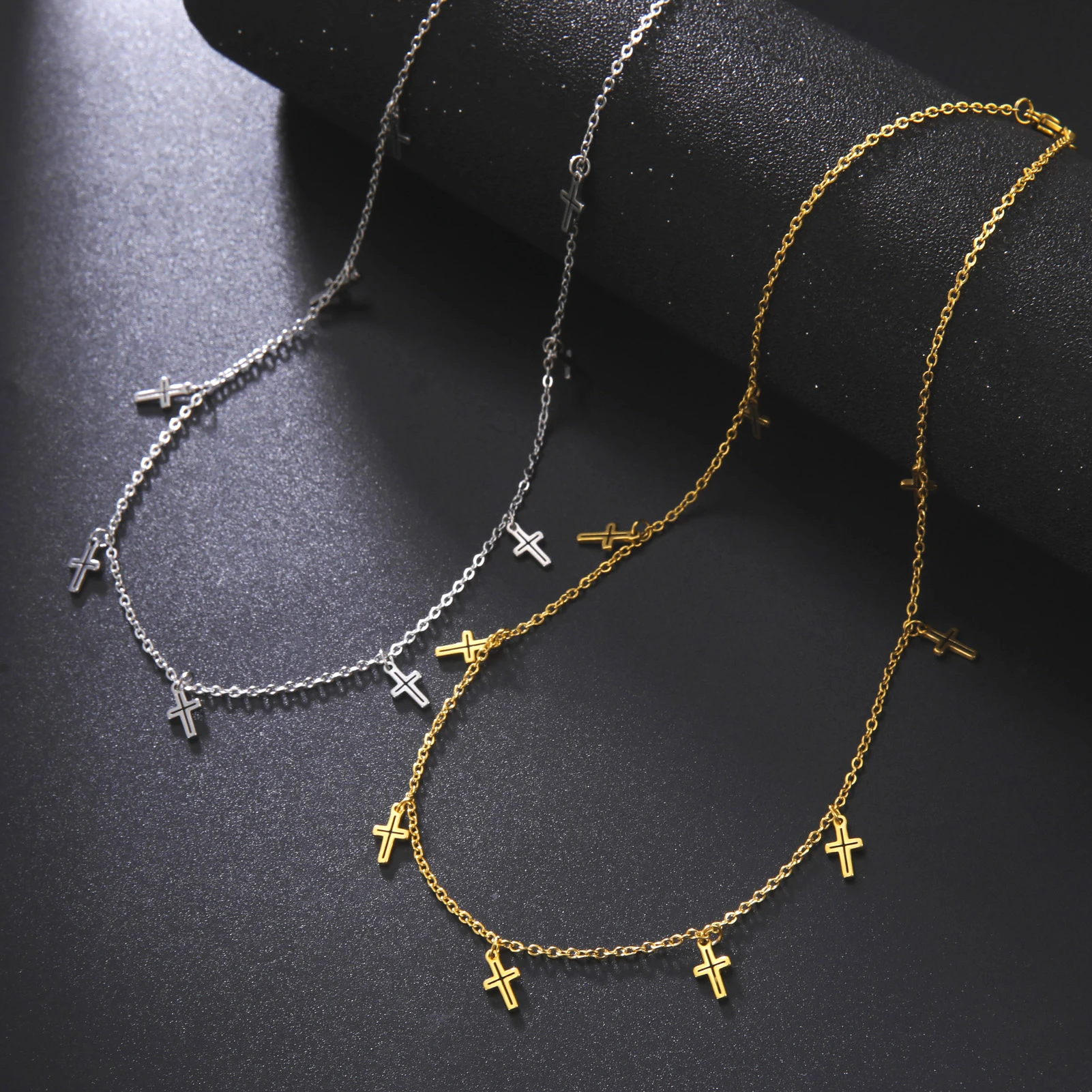 Stainless Steel Meniscus Star Pendant Fashion Tassel Choker Necklace for Women Charm Jewelry 2022 New
