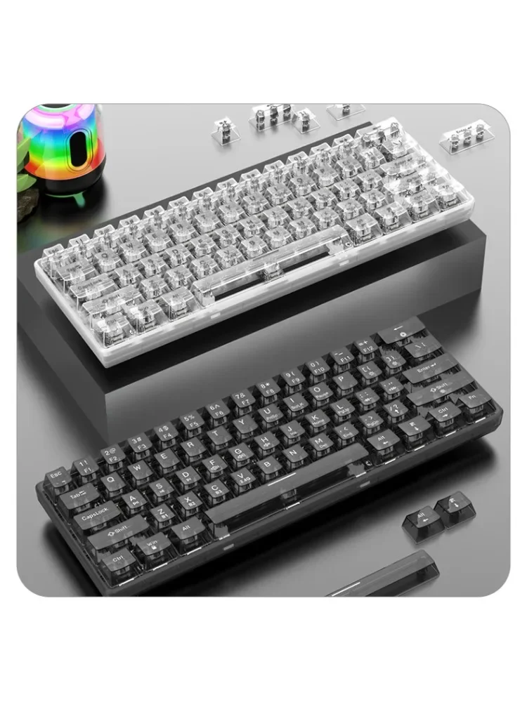 

XUNFOX K30Pro Wireless Bluetooth Triple Mode Transparent Mechanical Keyboard White Axis Gasket Hot-swap Office DIY RGB Ergonomic