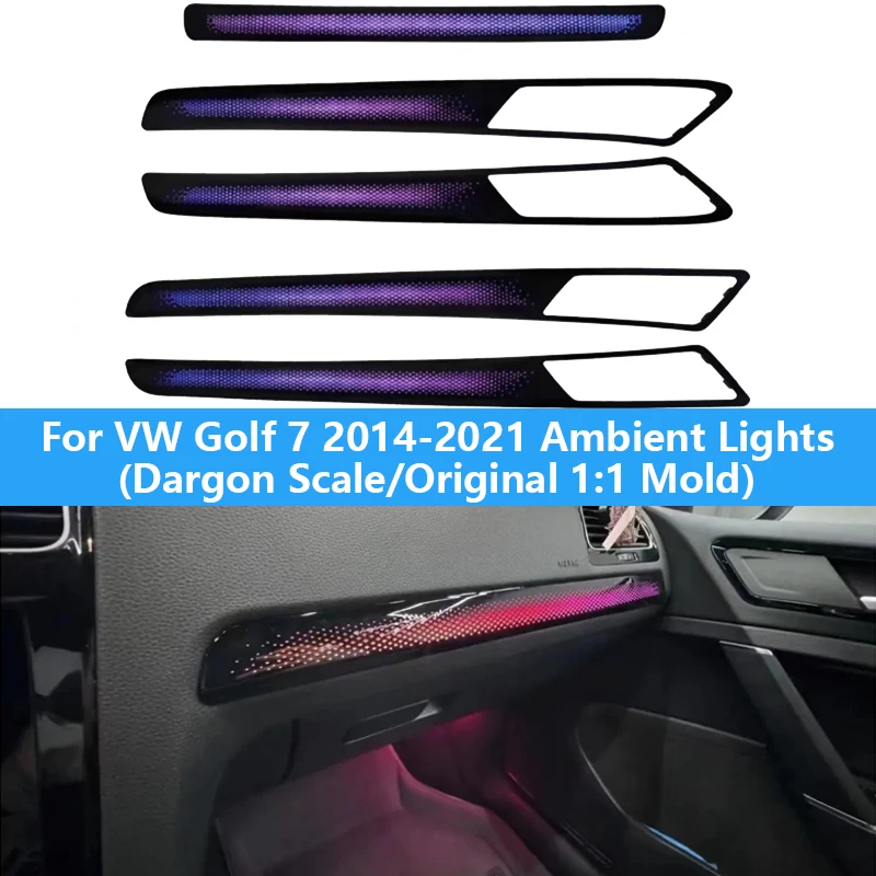 

For Golf 7 Ambient Lights Symphony 2014-2021 Original 1:1 Mold Dashboard Four Door Panel Decoration Atmosphere Lamp APP Control