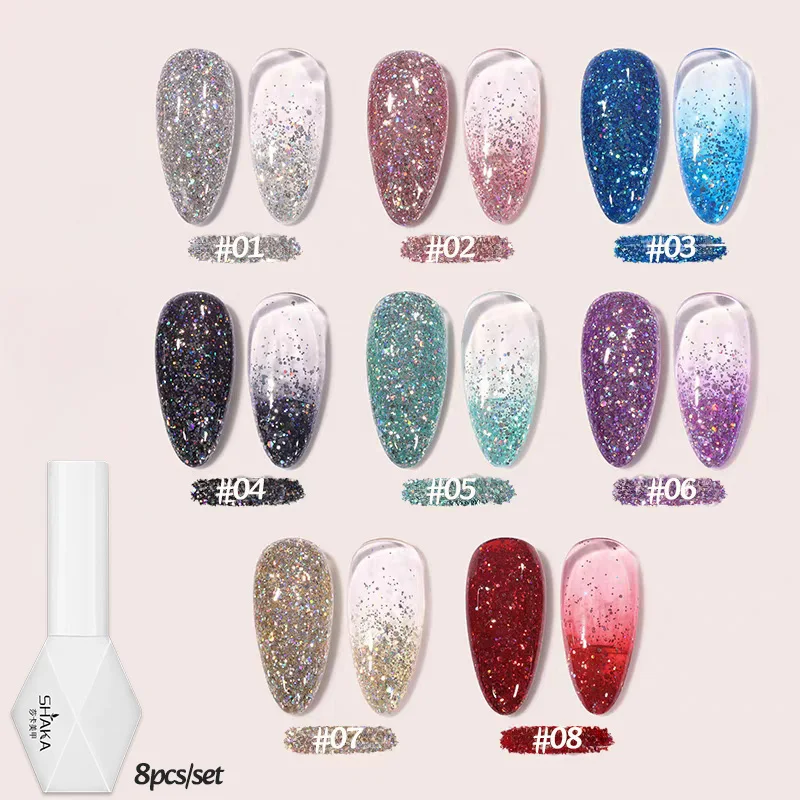 1pcs SHAKA Star River Colorful Sequins Gel Nail Polish Multi Color Pop up Daily Gentle Whitening Versatile Nail Enhancement Art
