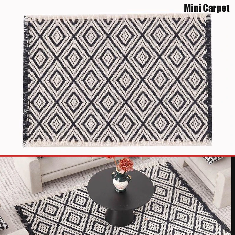1PC Puppenhaus Miniatur Modell Spielzeug Teppich Decke Möbel Hause Modell Dekor Spielzeug Puppe Haus Zubehör