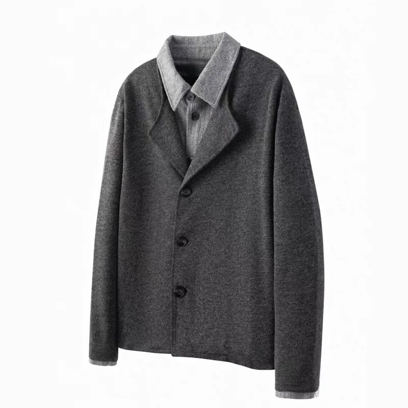 Men's fall casual two-piece coat with old money style and sophisticated look shirt collar check pattern casual shirt-UC00011