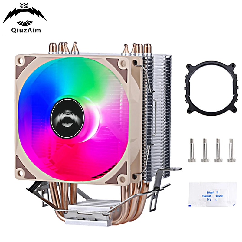 

QiuzAim Mainboard 2011 X79 X99 4 Heat Pipe Radiator CPU Fan PC Processor Air-cooled Installing LGA2066 e5 AM3 AM4 AM5 AMD 2099