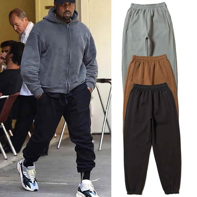 

Solid Color Season 6 Sweatpants Men Women Street Fashion Kanye West Casual Pants High Quality Cotton Zipper Pocket Trousers