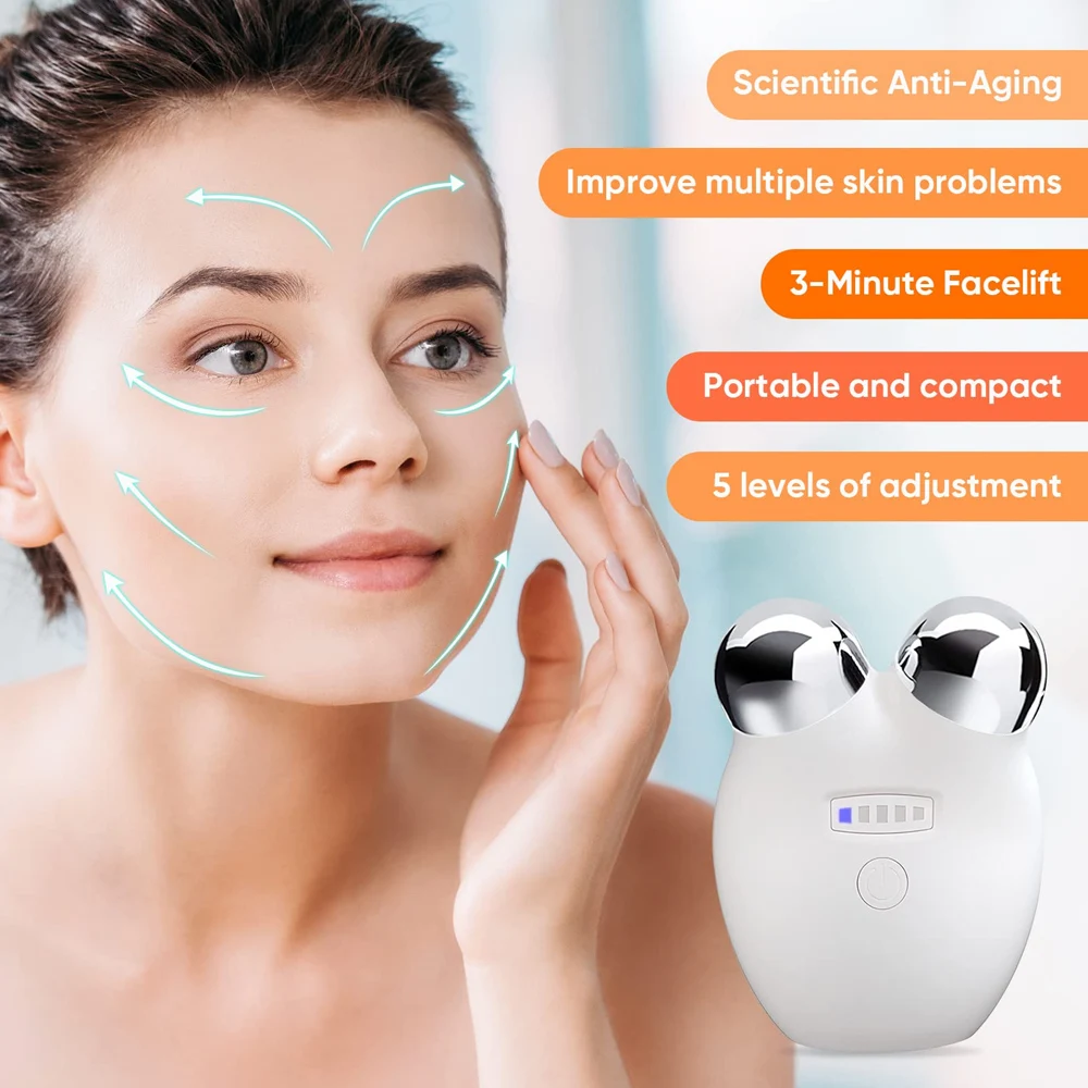 EMS Face Roller Microcurrent Face Lift Double Chin Remover Jaw Line V Shape Facial Lifting Device For Skin Tightening Anti Aging