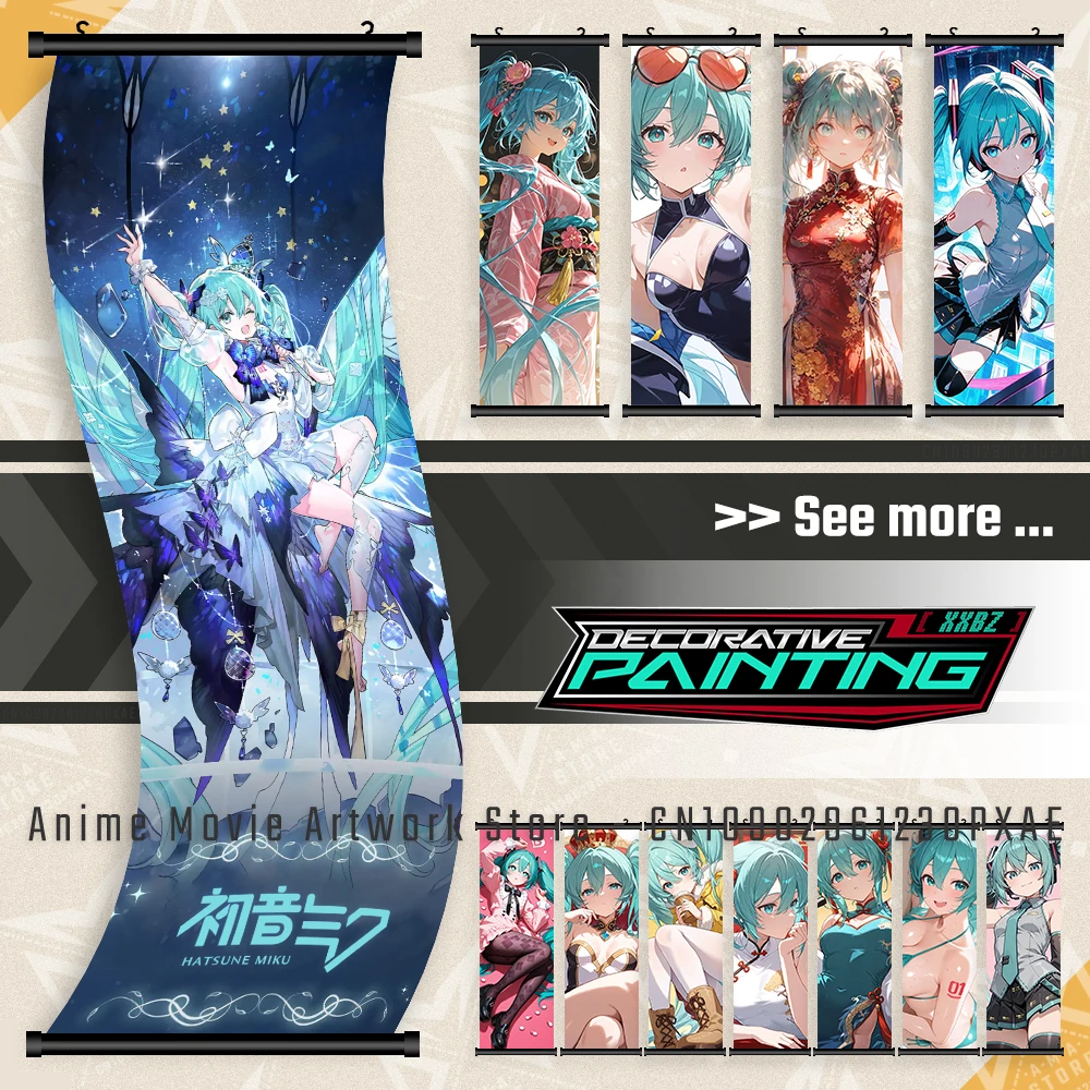 

Anime Hatsune Miku Wall Artwork Canvas Scrolls Pictures Kawaii Virtual Characters Print Poster Home Decoration Hanging Painting