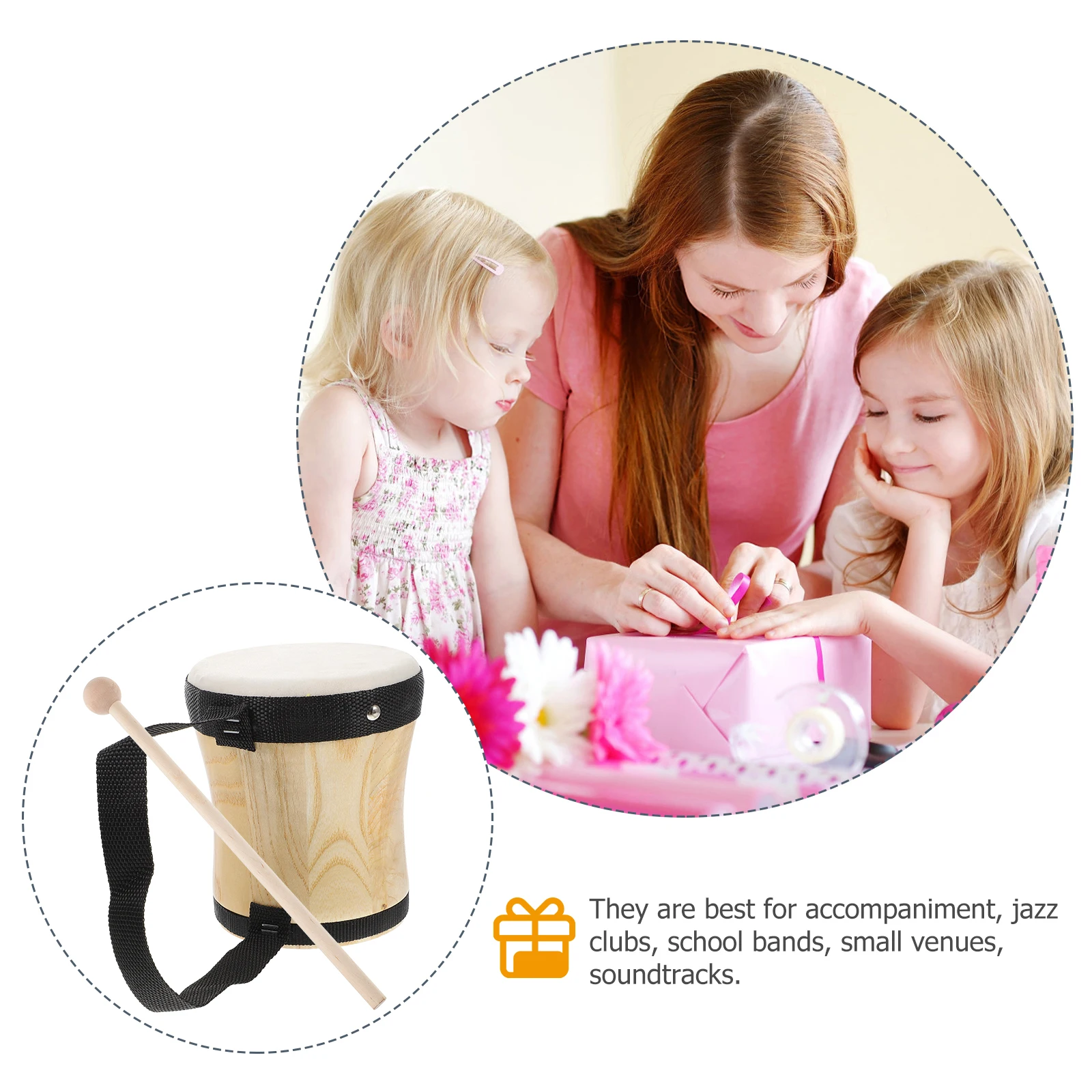 1 مجموعة 1 مجموعة من طبلة قرع يدوية للطبل آلة موسيقية لتعليم الموسيقى أداء خفيف الوزن