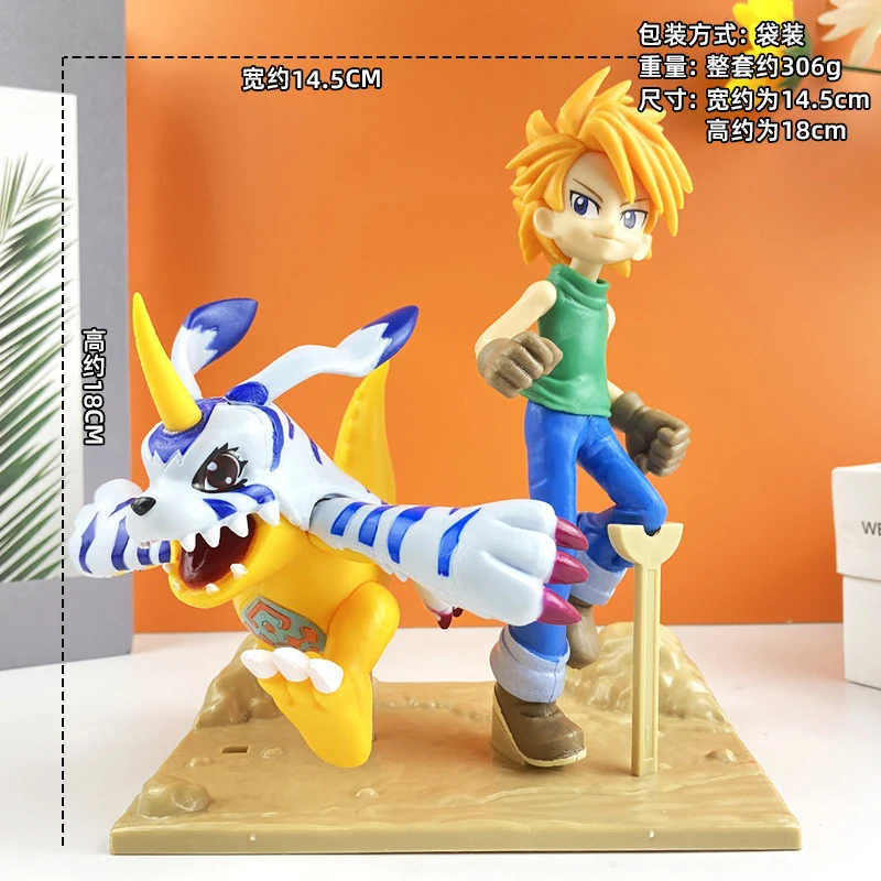 2Pcs/Set Digimon Adventure Yagami Taich Agumon Ishida Yamato Gabumon Yagami Hikari Tailmon Patamon Action Figure Model Doll Toys