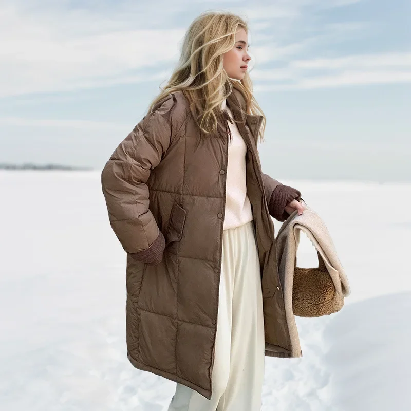 Chaqueta minimalista de algodón para mujer, abrigos largos con solapa para mujer, chaqueta informal de entretiempo para mujer