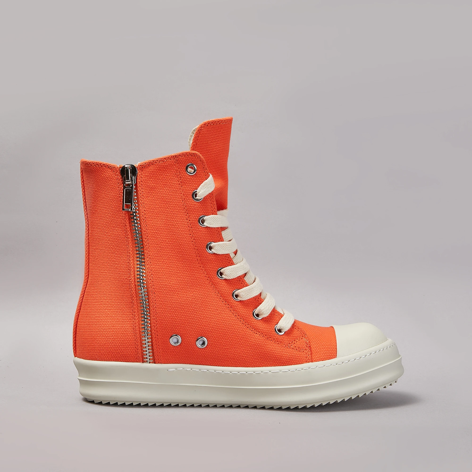 Brand Casual Men Shoe High Top Women Sneaker Quality Ricks Orange Designer Fashion Zipper Thick-sole Owen Platform Canvas Shoe