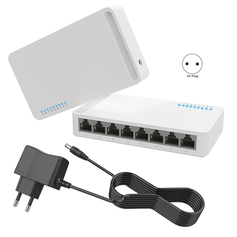 

【Sleek Design】Gigabit Switch 10/100/1000M Home Network Hub With Power Cable, Office Ethernet Splitter, Switch Hub EU PLUG
