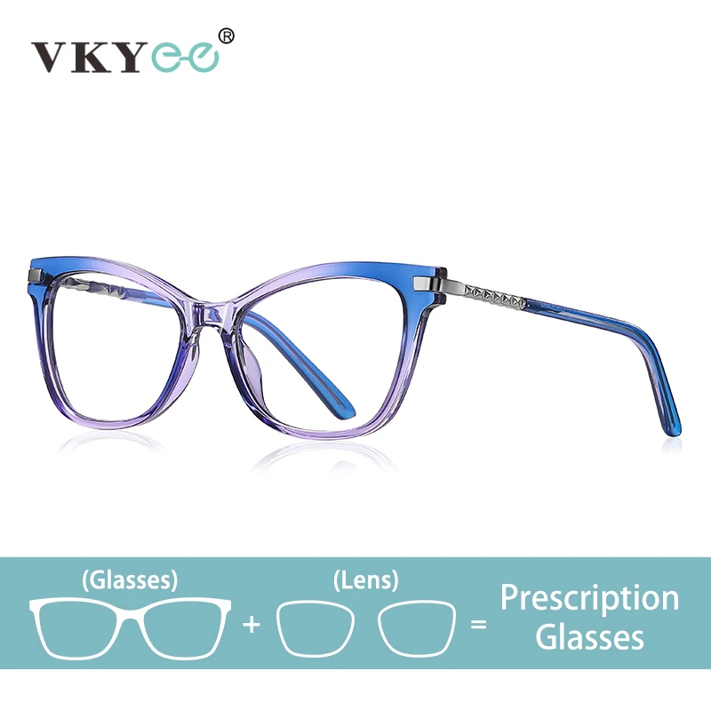 

VKYEE New Fashion Butterfly Frames Progressive Multifocal Photochromic Eyewear Anti-Blue Light Customizable Prescription PFD2108