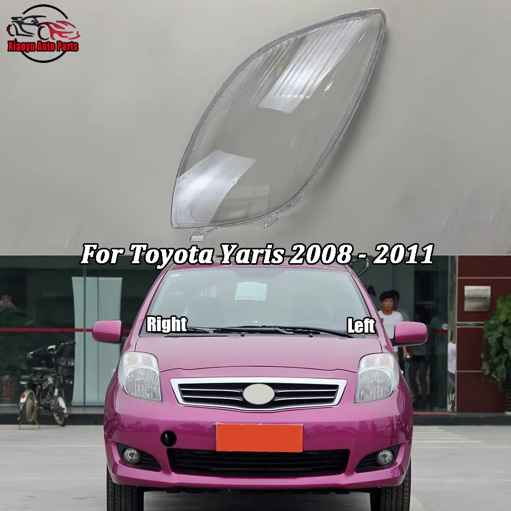 For Toyota Yaris 2008 2009 2010 2011 Headlight Shade Transparent Lampshade Lens Headlamp Cover Lamp Shell Plexiglass Black Edge