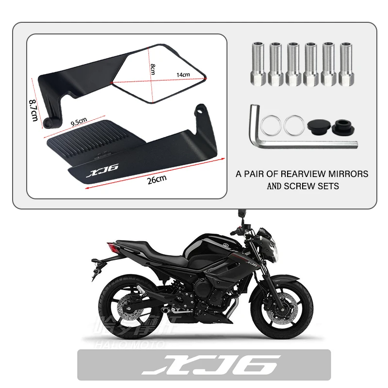 Aerodynamic Design Motorcycle fixed Wind Wing Rearview Mirror For YAMAHA XJ6 XJ6F XJ6N XJR300 XJR1300 XJR1200 Upgrade