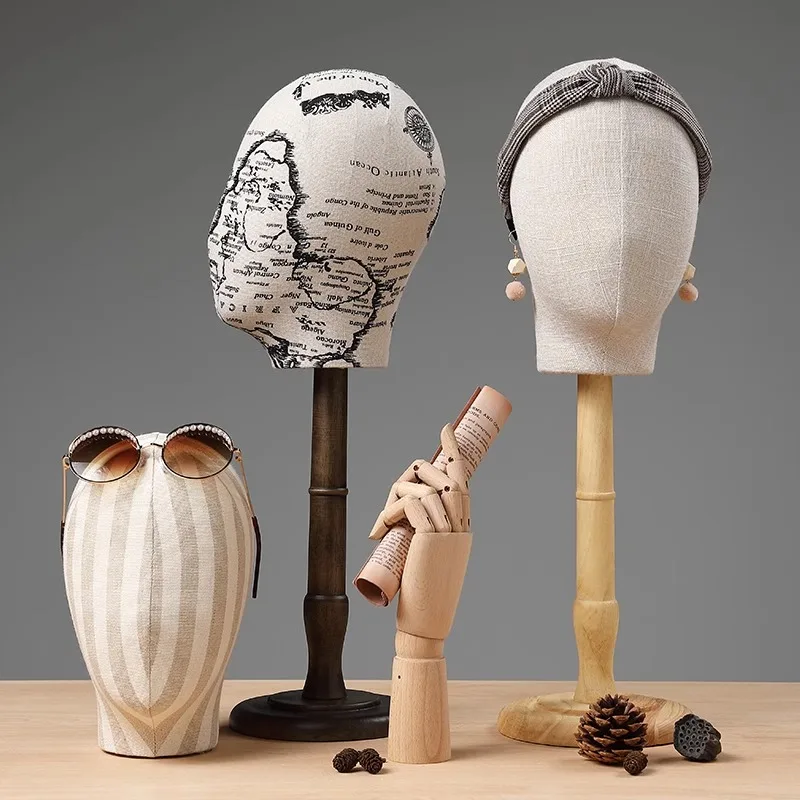 النمط الأوروبي شعر مستعار قبعة عرض عارضة أزياء رئيس مجردة القزم رئيس لحامل قبعة القرط