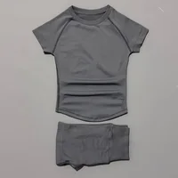 2 Pieces Histello Sports Set Women Short Sleeve Top Seamless Scrunch Bum Joggers Suit Training Pants Suits Gym Fitness Sets - Image 6