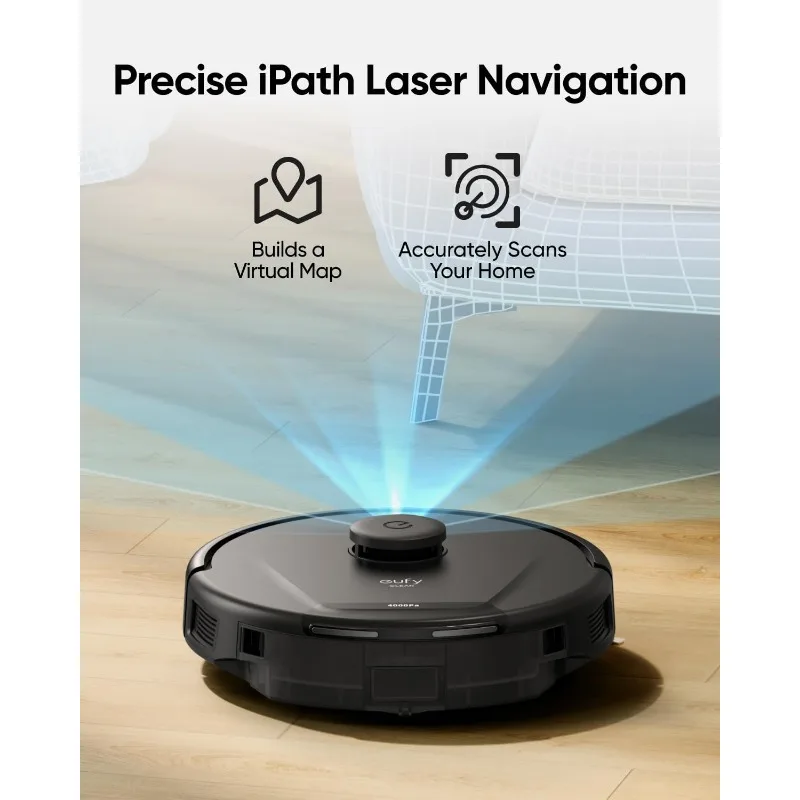 Robot Vacuum with 60 Day Self-Empty Station, Multi-Floor Cleaning,Precise iPath Laser Navigation, Customizable Al Mapping, 20 mm
