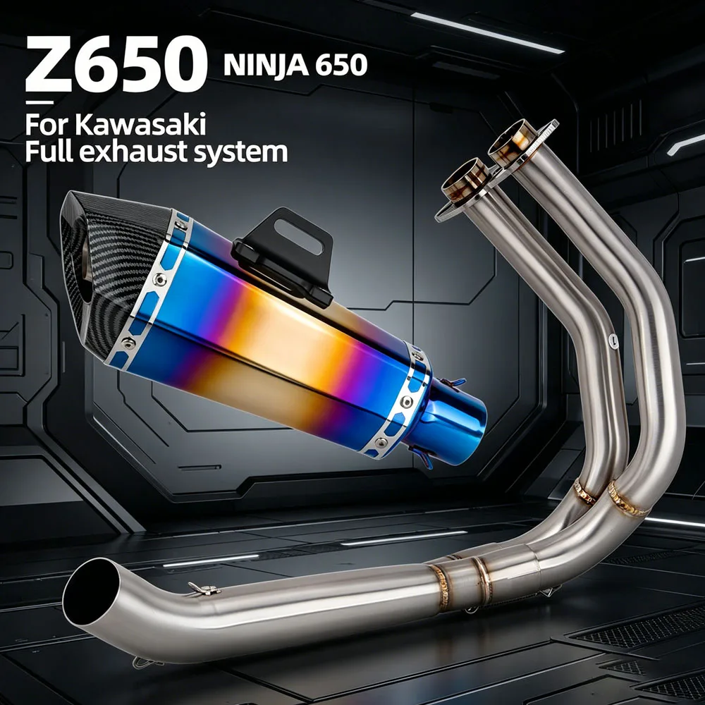 

Sport Street Bike Exhaust Full System Kit For Kawasaki Ninja650 Z 650 2017-2023 Moto Headers Tube Connect Muffler With DB Killer