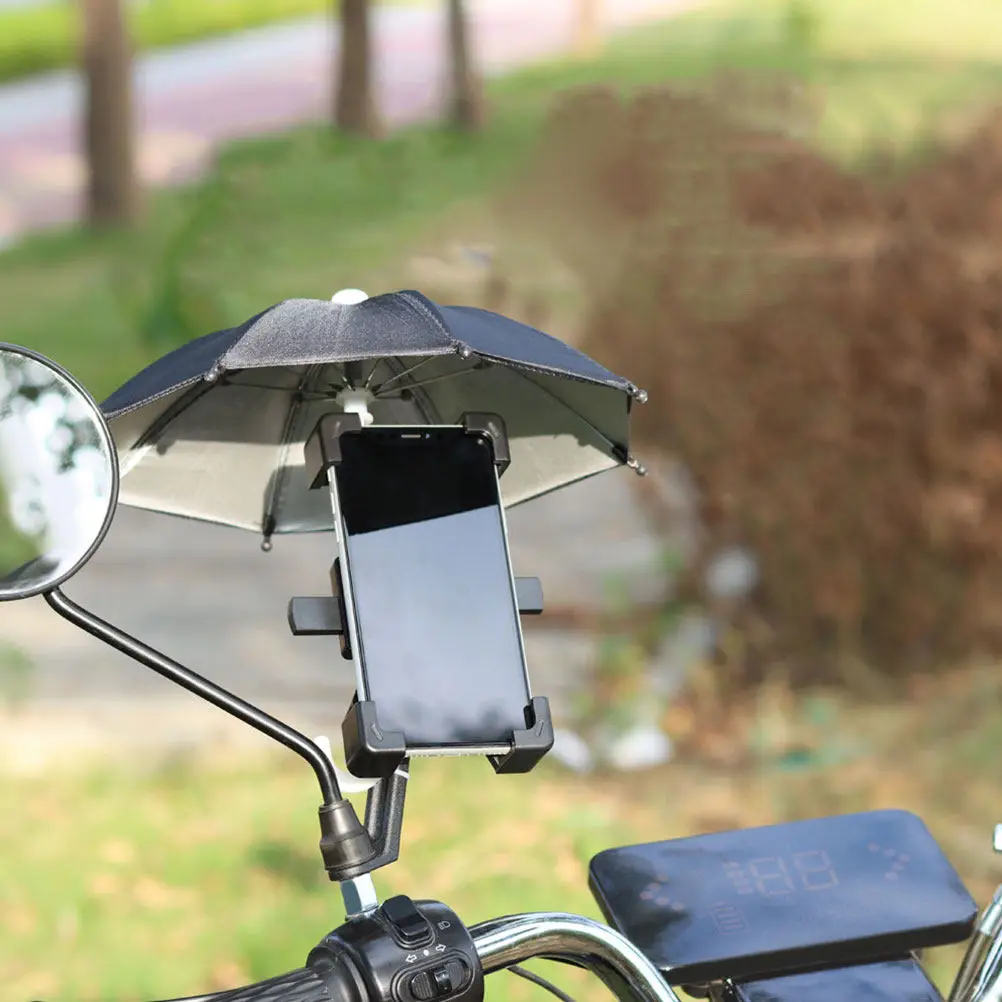 4Pcs Phone Umbrellas Small Decorative Motorcycle Mini Umbrellas Portable Sun Shade Waterproof Mini Umbrella for Phone Outdoor
