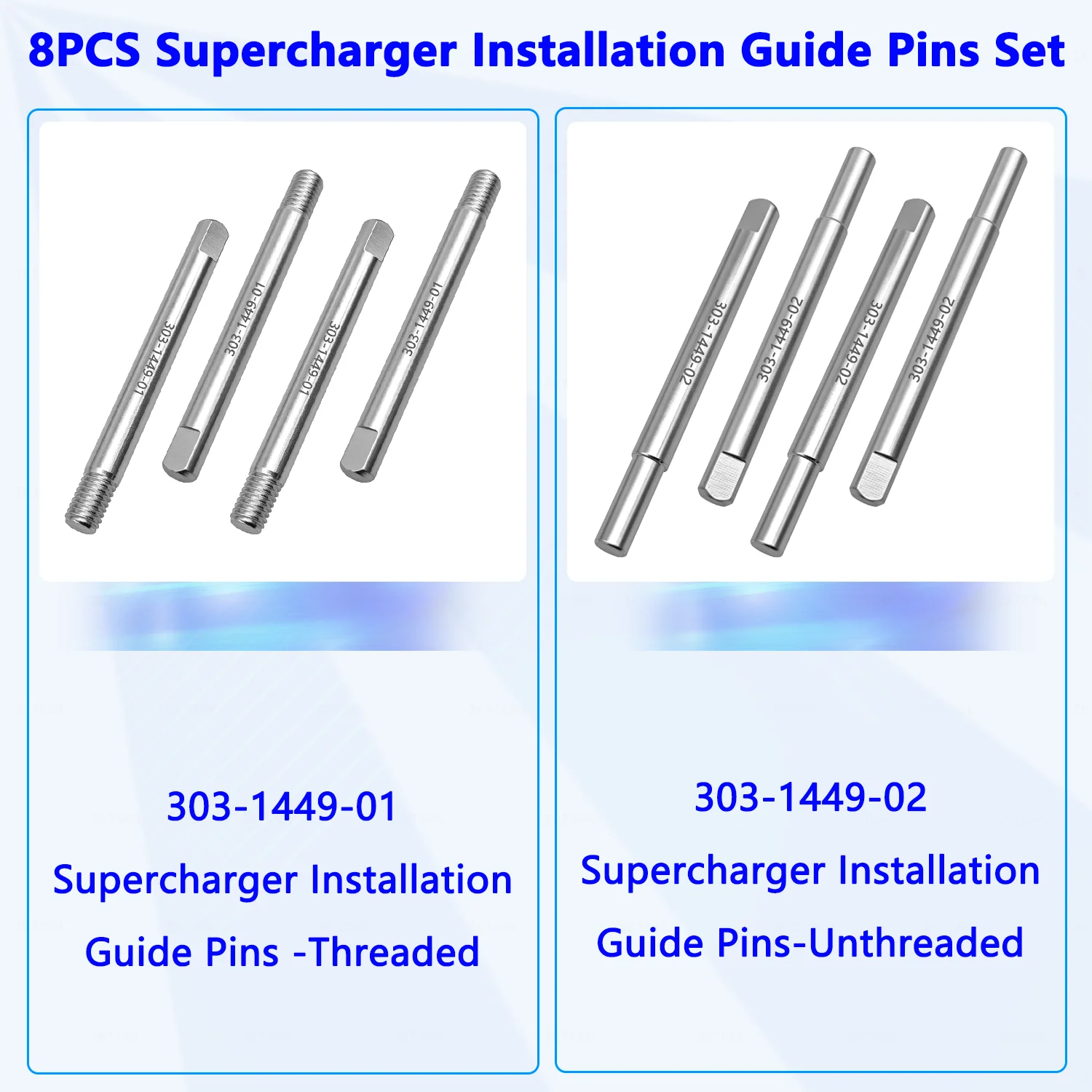 8PCS Supercharger Installation Tool for Jaguar Land Rover 3.0 5.0 V6 V8 Engine, Threaded & Smooth Guide Pins 303-1449 Kit