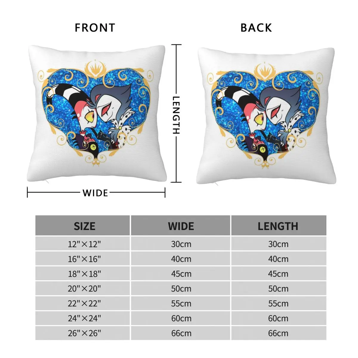 Helluva Boss Stolas And Blitzo Heart Frame Square Pillowcase Pillow Cover Cushion Decor Comfort Throw Pillow for Home Car