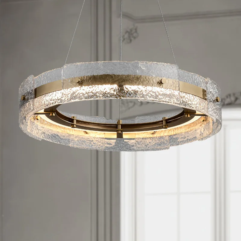 Light luxury ring glass chandelier designer modern simple atmosphere living room dining room bedroom model room chandelier