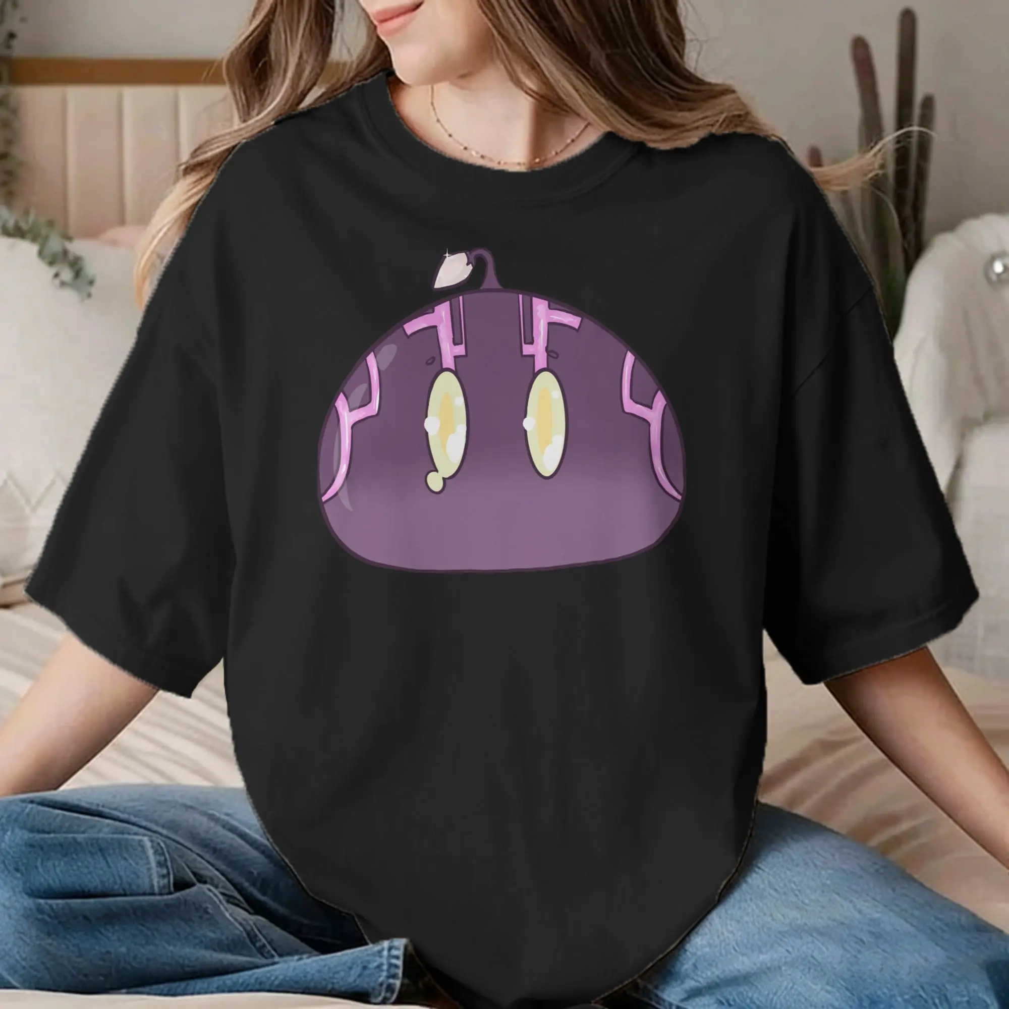 Novelty Electro Slime Genshin Impact T-Shirts Men Women Crewneck Cotton T Shirt Anime Game Short Sleeve Tees Birthday Gift Tops